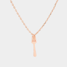 Load image into Gallery viewer, Rose Gold Brass Fork Pendant Necklace
