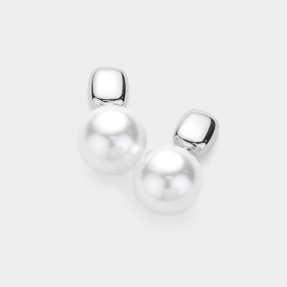 Cream Pearl Pointed Earrings