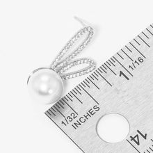 Load image into Gallery viewer, White White Gold Dipped CZ Pearl Rabbit Stud Earrings
