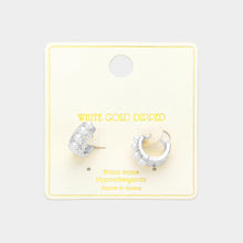 Load image into Gallery viewer, Silver White Gold Dipped Pearl Eternity Huggie Earrings
