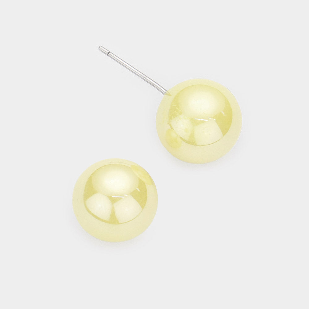 Yellow Pearl Stud Earrings