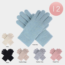 Load image into Gallery viewer, Ladies Lattice Pattern Soft Faux Fur Lining Winter Gloves 12 Pairs
