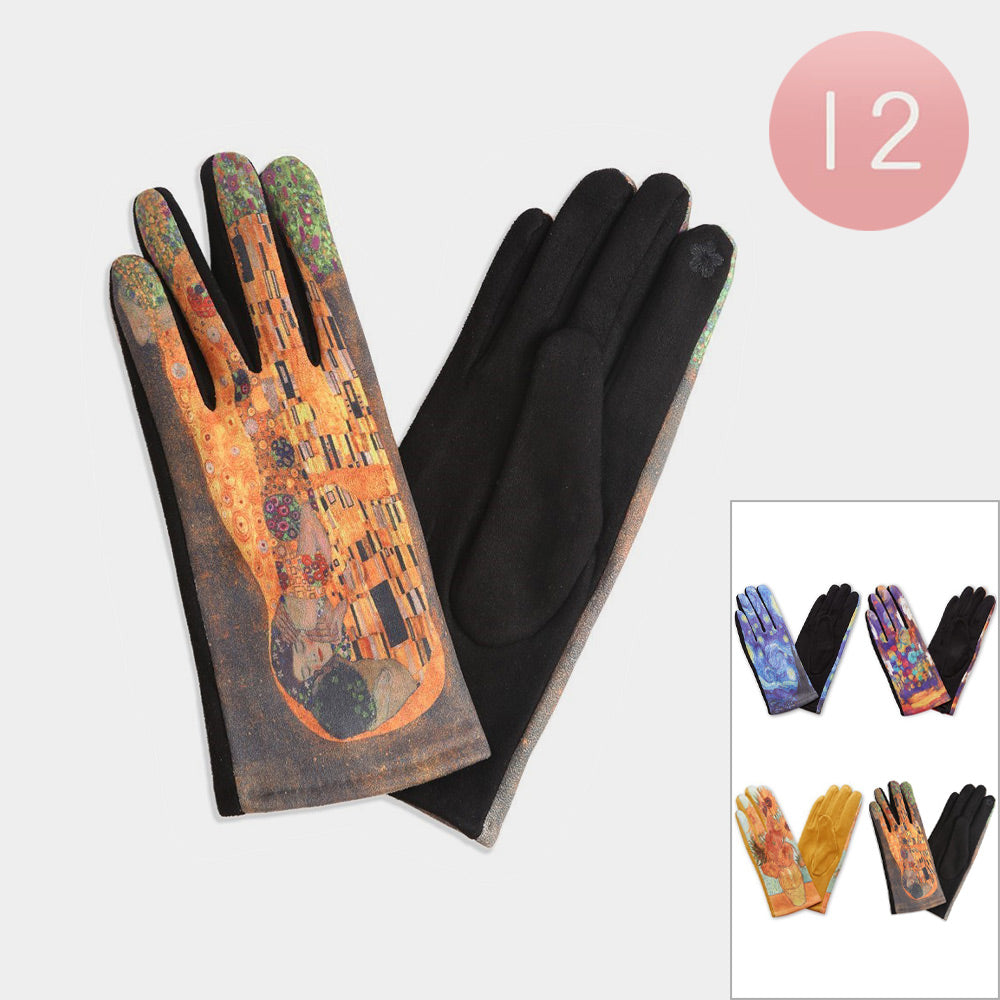 Painting Print Touch Smart Gloves 12 Pairs