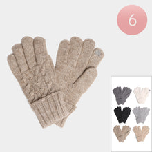 Load image into Gallery viewer, Solid Cable Knit Touch Smart Gloves 6 Pairs
