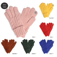 Load image into Gallery viewer, Solid Cable Knit Touch Smart Gloves 6 Pairs
