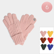 Load image into Gallery viewer, Solid Cable Knit Touch Smart Gloves 6 Pairs
