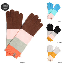 Load image into Gallery viewer, Color Block Knit Touch Smart Gloves 12 Pairs
