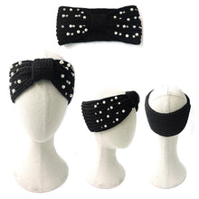 Load image into Gallery viewer, Black 12PCS - Pearl Stone Embellished Bow Knit Earmuff Headbands
