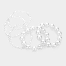 Load image into Gallery viewer, White 5PCS - Pearl Beaded Multi Layered Stretch Bracelets
