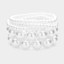 Load image into Gallery viewer, White 5PCS - Pearl Beaded Multi Layered Stretch Bracelets
