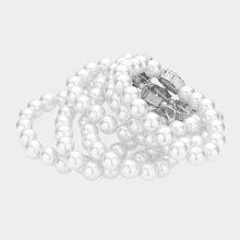 Load image into Gallery viewer, White Stone Embellished Multi Layered Pearl Stretch Bracelet
