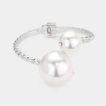 Load image into Gallery viewer, White Pearl Hinged Bracelet
