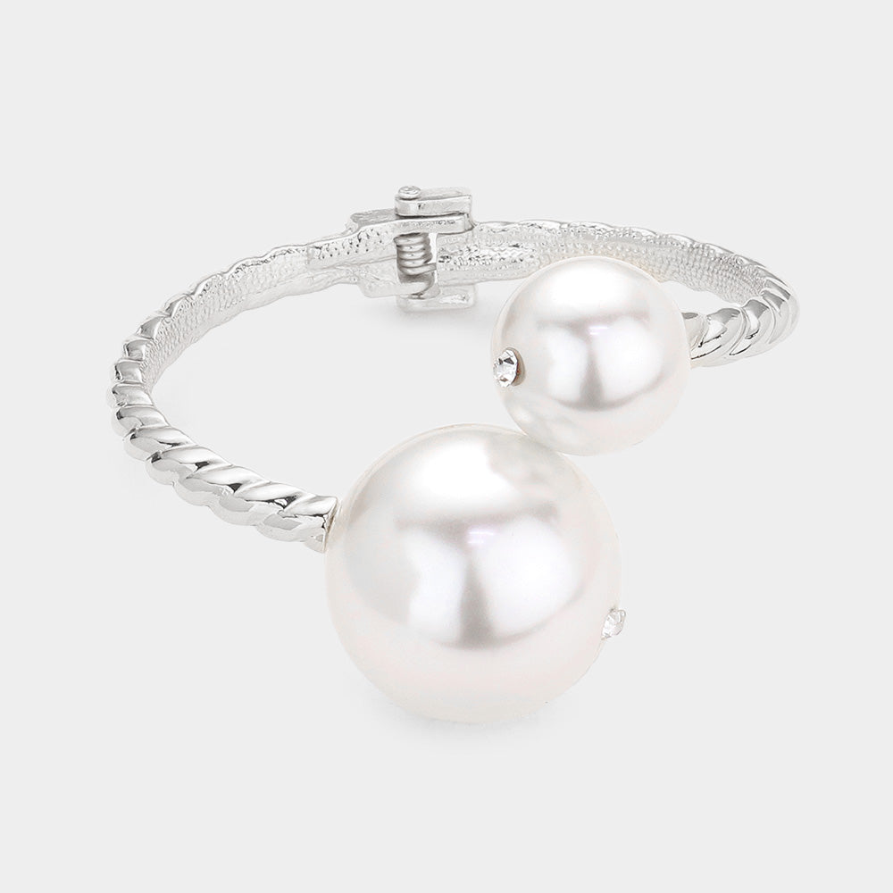 White Pearl Hinged Bracelet