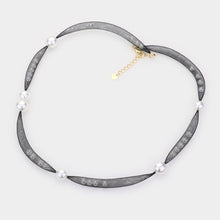 Load image into Gallery viewer, White Pearl Accented Mesh Wrap Bracelet
