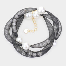 Load image into Gallery viewer, White Pearl Accented Mesh Wrap Bracelet
