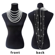 Load image into Gallery viewer, White Draped Multi-Layer Pearl Strand Bib Necklace
