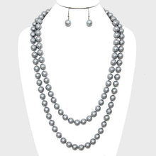 Load image into Gallery viewer, Silver 60&quot; Pearl Necklace
