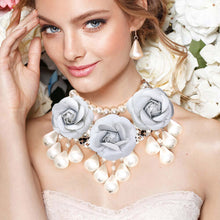 Load image into Gallery viewer, White Chunky Rose Pearl Bib Necklace
