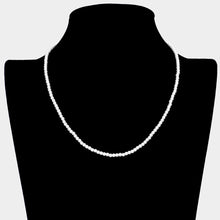 Load image into Gallery viewer, White White Gold Dipped Brass Metal 3mm Pearl Necklace
