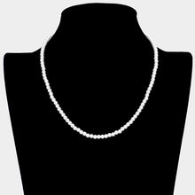 Load image into Gallery viewer, White White Gold Dipped Brass Metal 4mm Pearl Necklace
