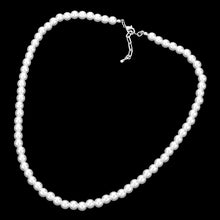 Load image into Gallery viewer, White White Gold Dipped Brass Metal 6mm Pearl Necklace
