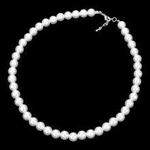 Load image into Gallery viewer, White White Gold Dipped Brass Metal 10mm Pearl Necklace
