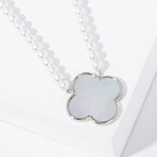 Load image into Gallery viewer, White White Gold Dipped Mother of Pearl Quatrefoil Pendant Necklace
