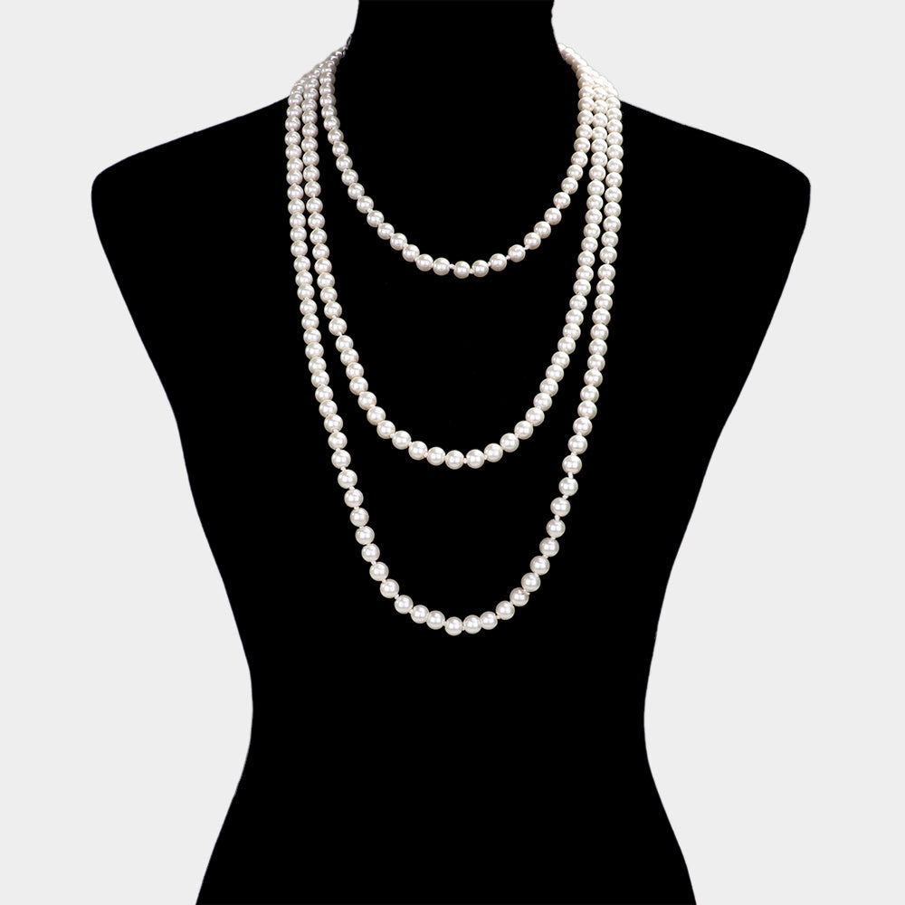 Cream Pearl Long Necklace