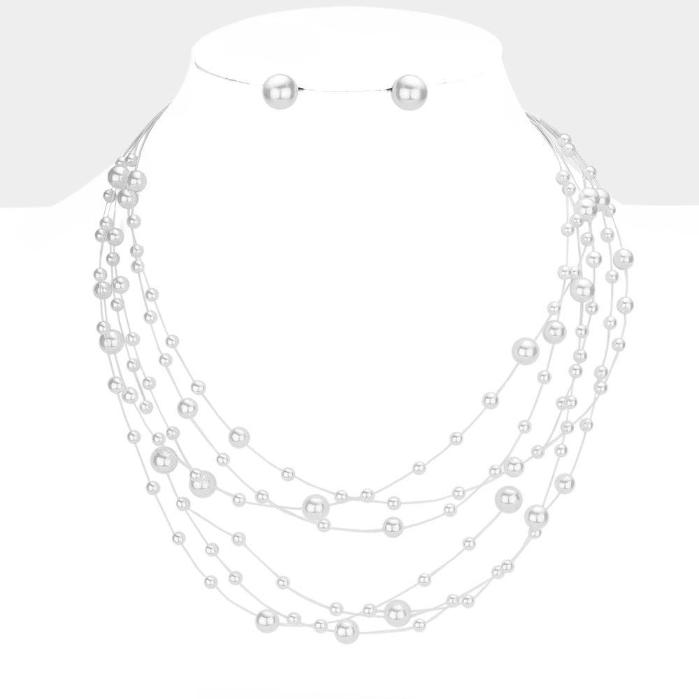 White Galactic Pearl Collar Necklace