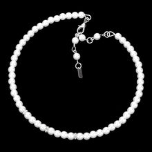 Load image into Gallery viewer, White Crystal Detail Pearl Choker Necklace
