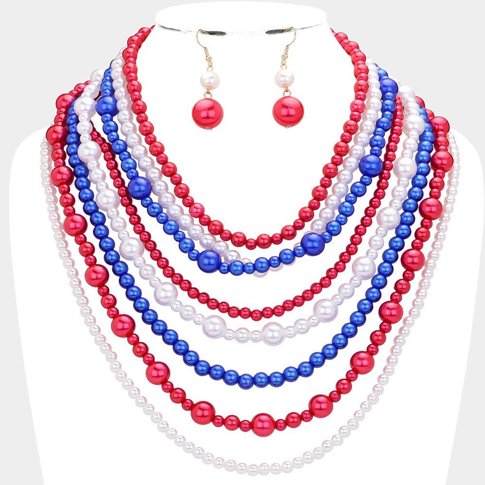 Pearl Multi Strand Bib Necklace