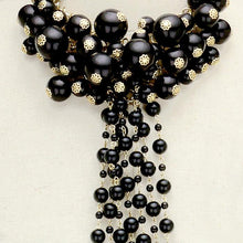 Load image into Gallery viewer, Gold Pearl Cluster Vine Fringe Bib Necklace
