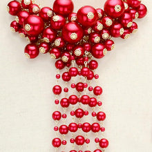 Load image into Gallery viewer, Red Pearl Cluster Vine Fringe Bib Necklace
