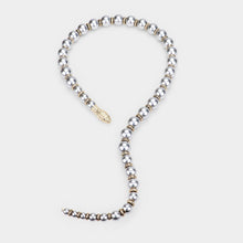 Load image into Gallery viewer, Gray Pearl Beaded Snake Open Necklace
