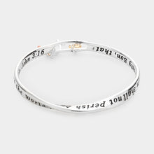 Load image into Gallery viewer, Three Tone John 3:16 Cross Ichthys Charm Message Bangle Bracelet
