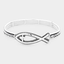 Load image into Gallery viewer, Silver John 3:16 Message Fish Cross Metal Stretch Bracelet
