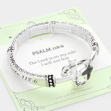 Load image into Gallery viewer, Silver PSALM 118:6 Message Cross Butterfly Metal Stretch Bracelet
