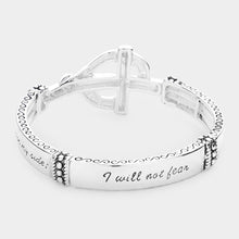 Load image into Gallery viewer, Silver PSALM 118:6 Message Cross Butterfly Metal Stretch Bracelet
