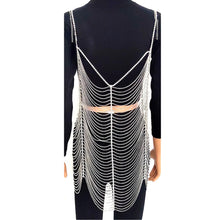 Load image into Gallery viewer, Silver Draped  Rhinestone Dress Body Chain Necklace
