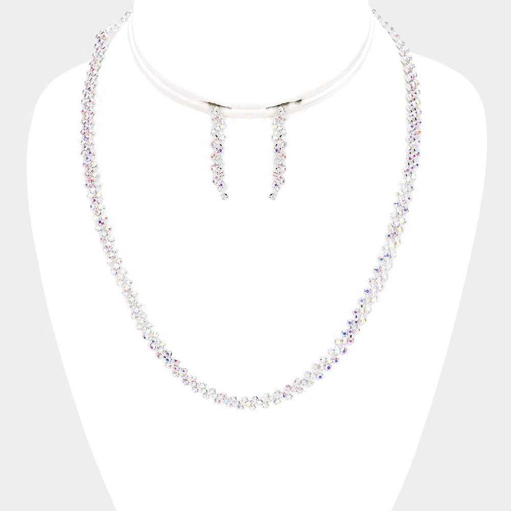 Silver Rhinestone Collar Necklace