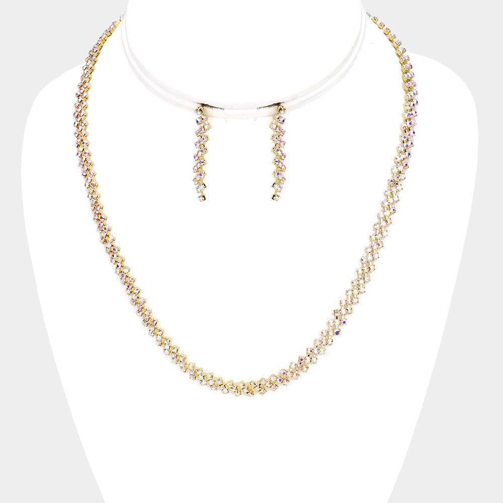 Gold Rhinestone Collar Necklace