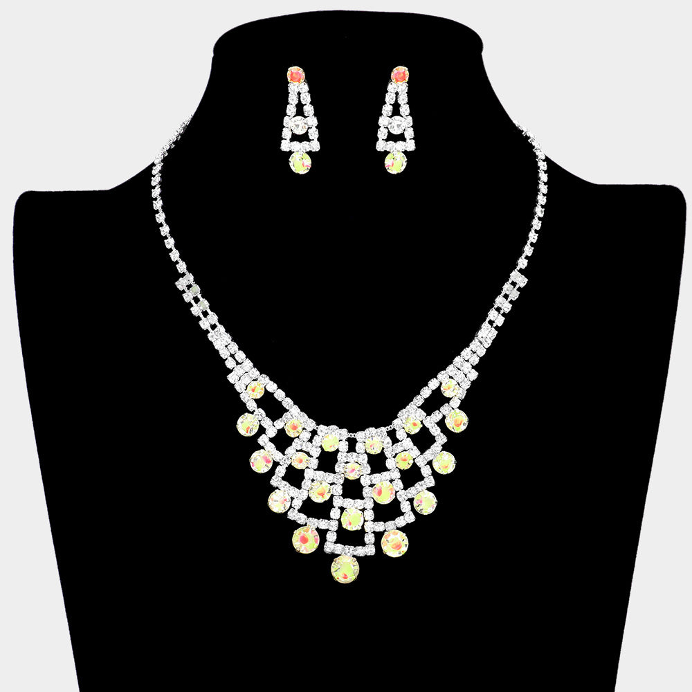 Yellow Colored Splash Rhinestone Bib Necklace