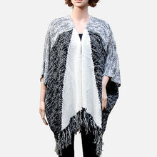 Load image into Gallery viewer, White Delta Knit Acrylic Poncho
