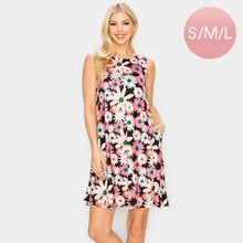 Load image into Gallery viewer, Pink Bloom Flower Patterned A-Line Dress
