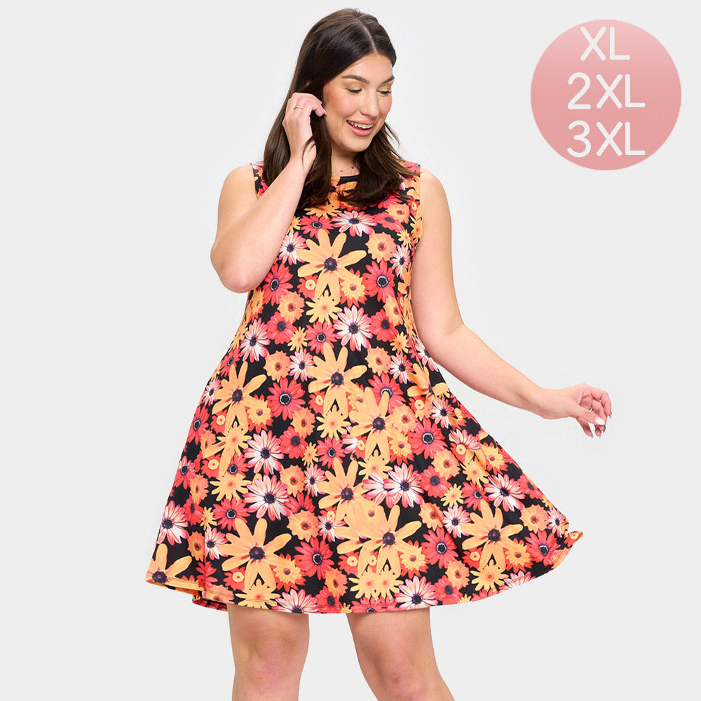 Yellow Bloom Flower Patterned A-Line Dress