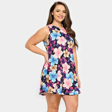 Load image into Gallery viewer, Black Hibiscus Flower Patterned A-Line Dress
