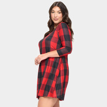 Load image into Gallery viewer, Red Christmas Plaid Check A-Line Dress
