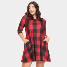 Load image into Gallery viewer, Red Christmas Plaid Check A-Line Dress
