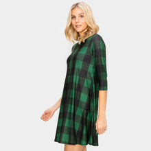 Load image into Gallery viewer, Green Christmas Plaid Check A-Line Dress
