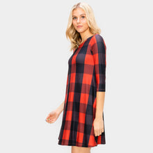 Load image into Gallery viewer, Red Christmas Plaid Check A-Line Dress
